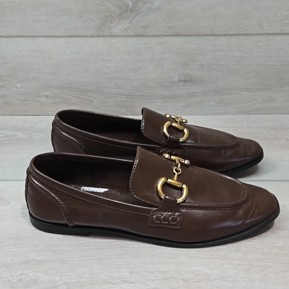 Jeffrey Campbell By Free People Women Brown Loafers with Gold Accent 8.5